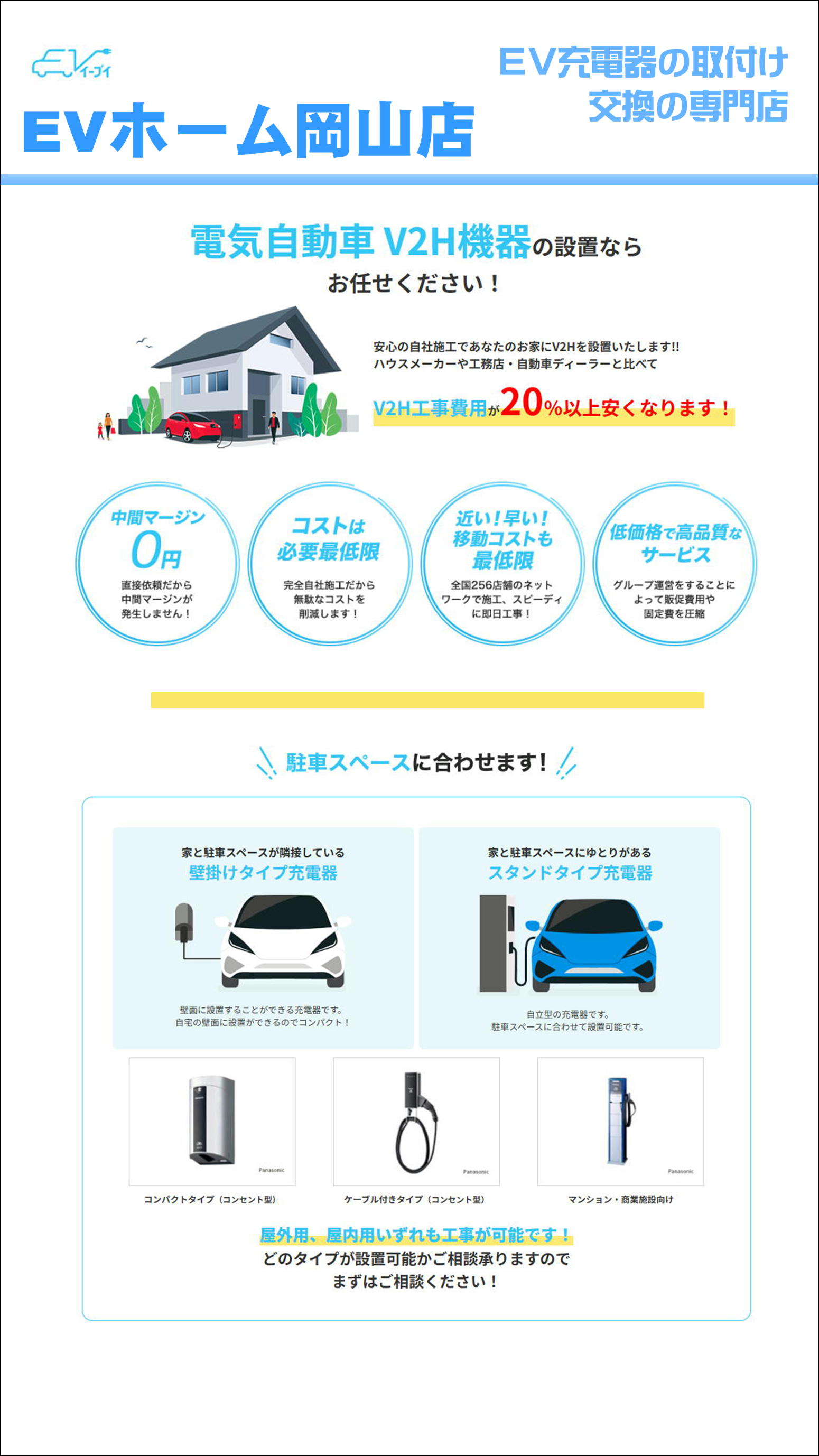 電気自動車V2H機器の設置ならお任せください！